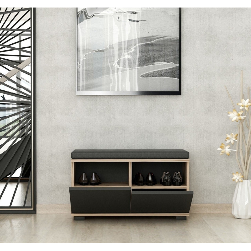 Schoenenkast DRAGO 42x80 cm zwart/notenhout