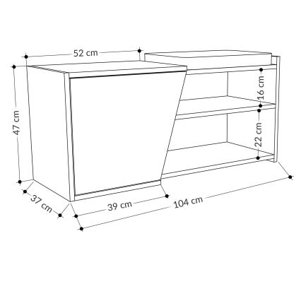 Schoenenkast FIONA 37x104 cm bruin/antraciet