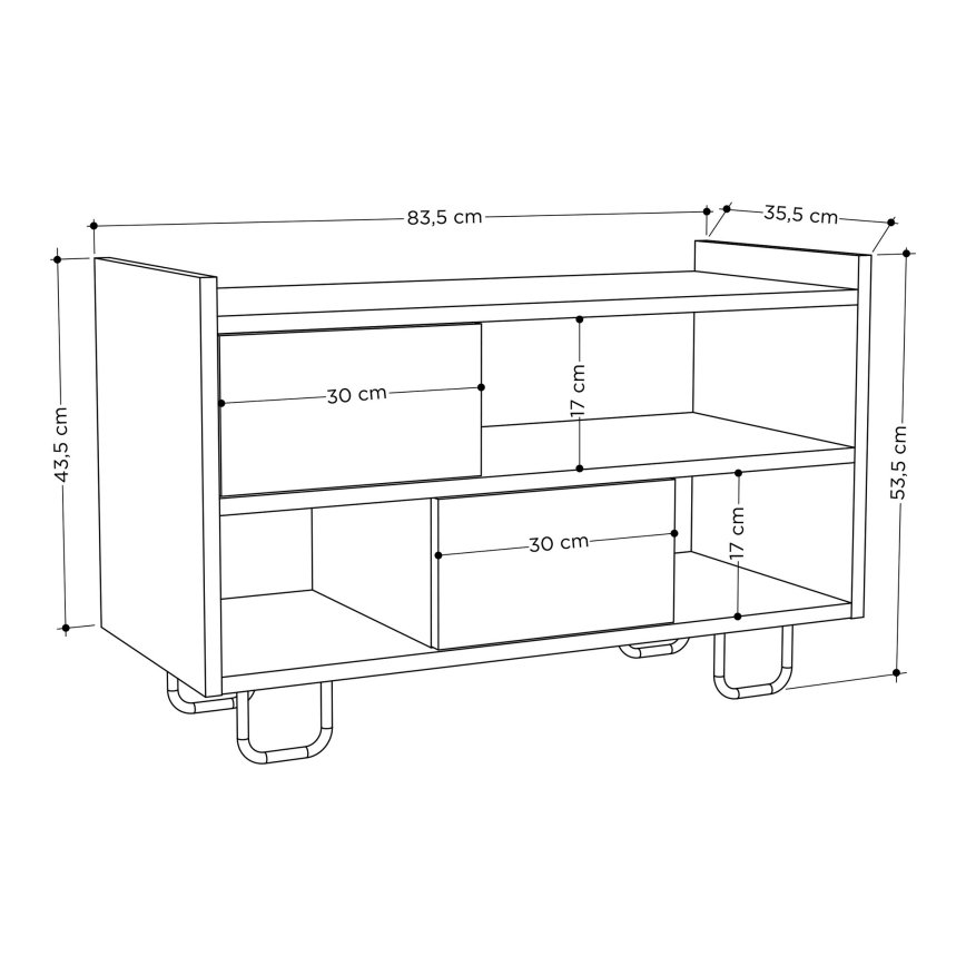 Schoenenkast TROY 53,5x83,5 cm grijs