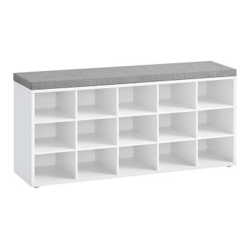 Schoenenkast VOREN 105x48x30 cm wit/grijs