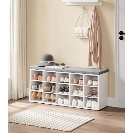 Schoenenkast VOREN 105x48x30 cm wit/grijs