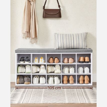 Schoenenkast VOREN 105x48x30 cm wit/grijs