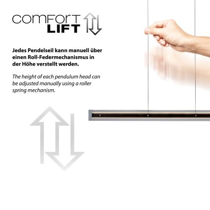 Schöner Wohnen 11316-18 - Dimbare LED-hanglamp aan kabel LENA LED/32W/230V 105 cm zwart