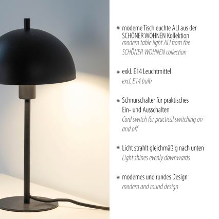 Schöner Wohnen 11726-18 - Tafellamp ALI 1xE14/15W/230V zwart