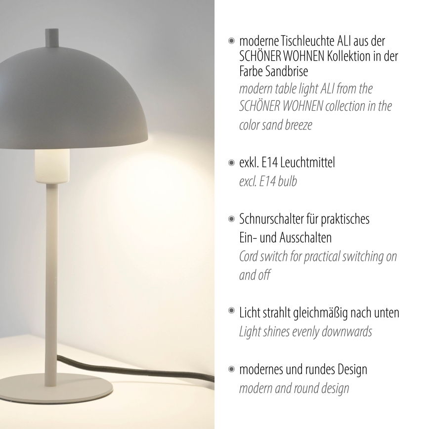 Schöner Wohnen 11726-39 - Lampe de table ALI 1xE14/15W/230V grise