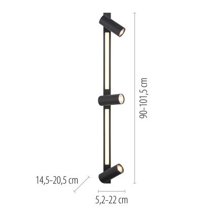 Schöner Wohnen 11794-18 - Spot LED DANTE 3xGU10/10W/230V + LED/14,4W noir