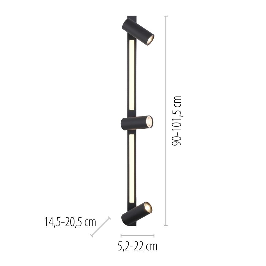 Schöner Wohnen 11794-18 - Spot LED DANTE 3xGU10/10W/230V + LED/14,4W noir