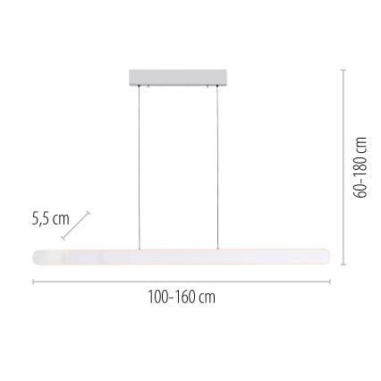 Schöner Wohnen 12577-16 - LED-dimbare hanglamp aan kabel ADRIANA ROUND 2xLED/24W/230V 2700/3000/3500/4000/5000K 160 cm wit