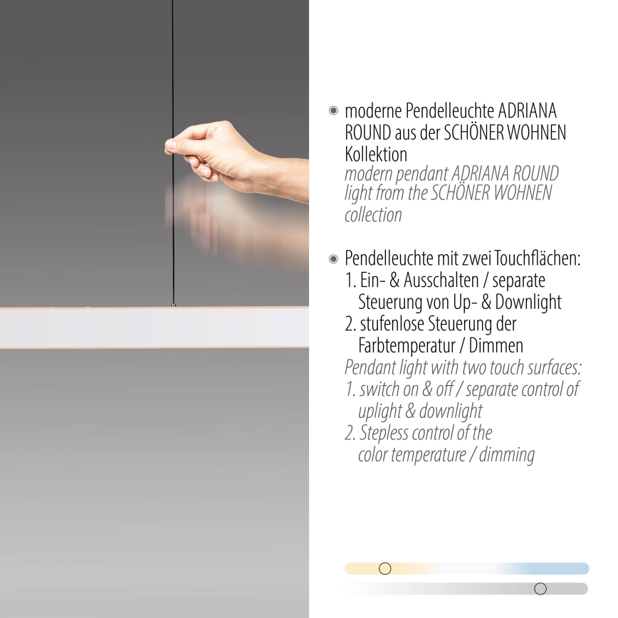 Schöner Wohnen 12577-16 - Suspension LED dimmable sur câble ADRIANA ROUND 2xLED/24W/230V 2700/3000/3500/4000/5000K blanc