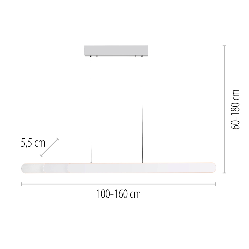 Schöner Wohnen 12577-16 - Suspension LED dimmable sur câble ADRIANA ROUND 2xLED/24W/230V 2700/3000/3500/4000/5000K 160 cm blanc