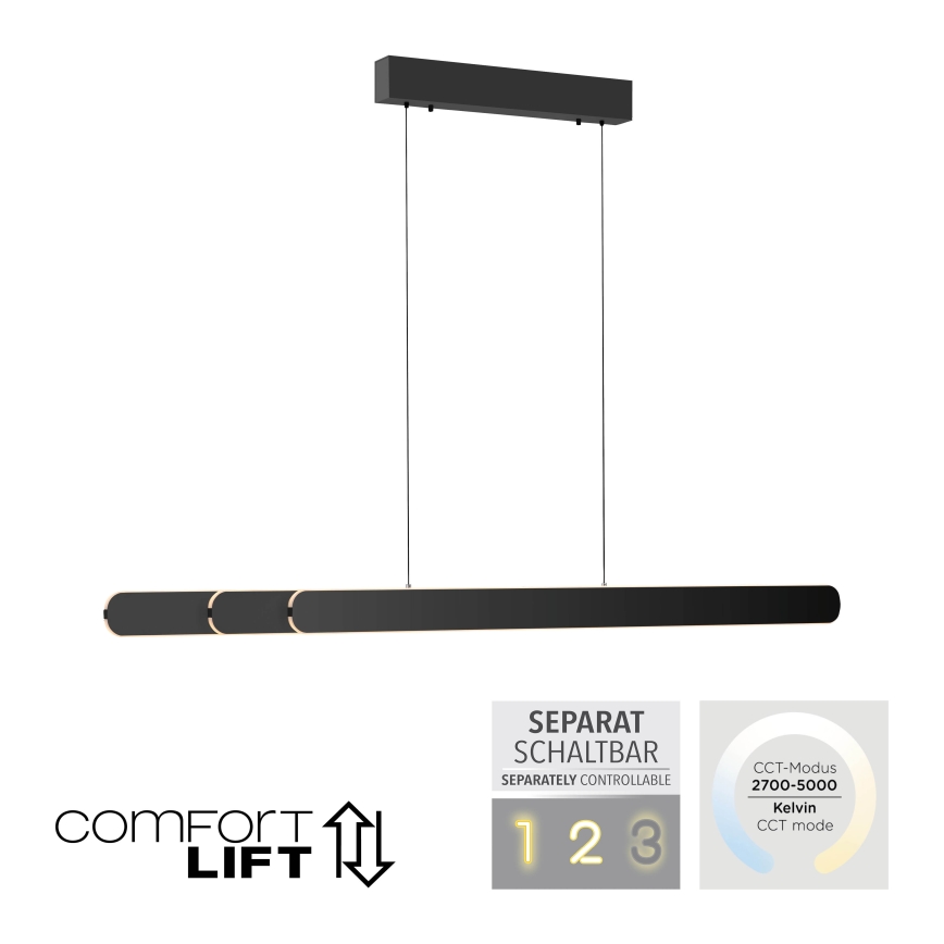 Schöner Wohnen 12577-18 - LED-dimbare hanglamp aan kabel ADRIANA ROUND 2xLED/24W/230V 2700/3000/3500/4000/5000K 160 cm zwart