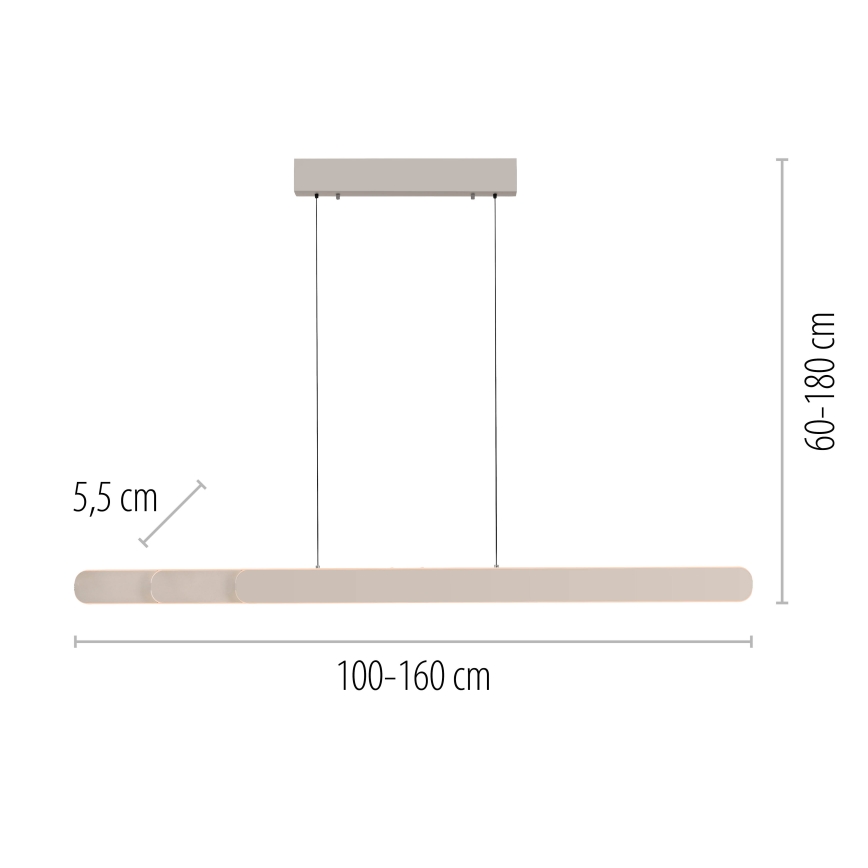 Schöner Wohnen 12577-39 - Dimbare LED-hanglamp aan kabel ADRIANA ROUND 2xLED/24W/230V 2700/3000/3500/4000/5000K 160 cm grijs