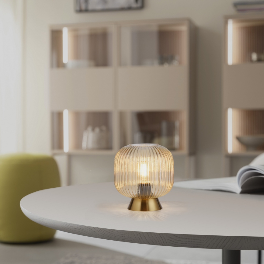 Schöner Wohnen 13573-27 - Tafellamp NAMI 1xE27/25W/230V goud/beige/rookkleurig