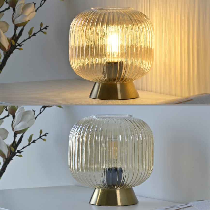 Schöner Wohnen 13573-27 - Tafellamp NAMI 1xE27/25W/230V goud/beige/rookkleurig