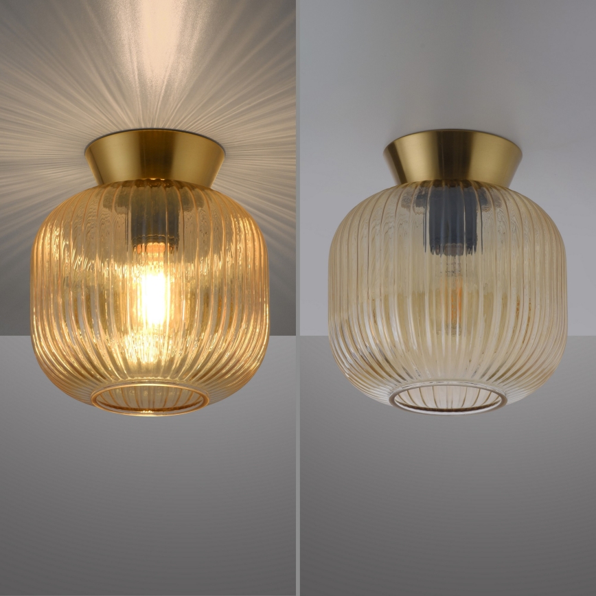 Schöner Wohnen 13574-27 - Plafondlamp NAMI 1xE27/25W/230V Ø 20 cm goudkleurig/beige/gerookt