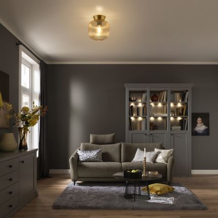 Schöner Wohnen 13574-27 - Plafonnier NAMI 1xE27/25W/230V Ø 20 cm doré/beige/fumé