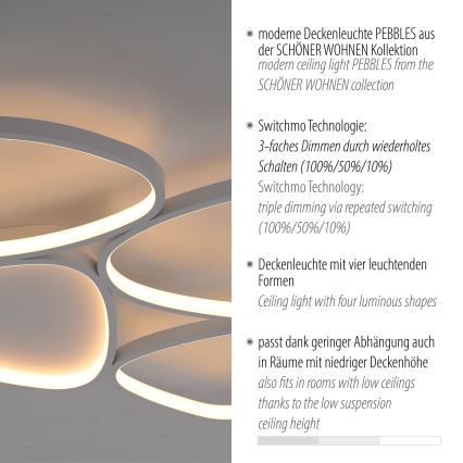 Schöner Wohnen 14038-16 - dimbare LED-plafondlamp PEBBLES LED/35,5W/230V wit