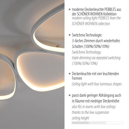 Schöner Wohnen 14039-16 - Plafonnier LED dimmable PEBBLES LED/35,5W/230V blanc
