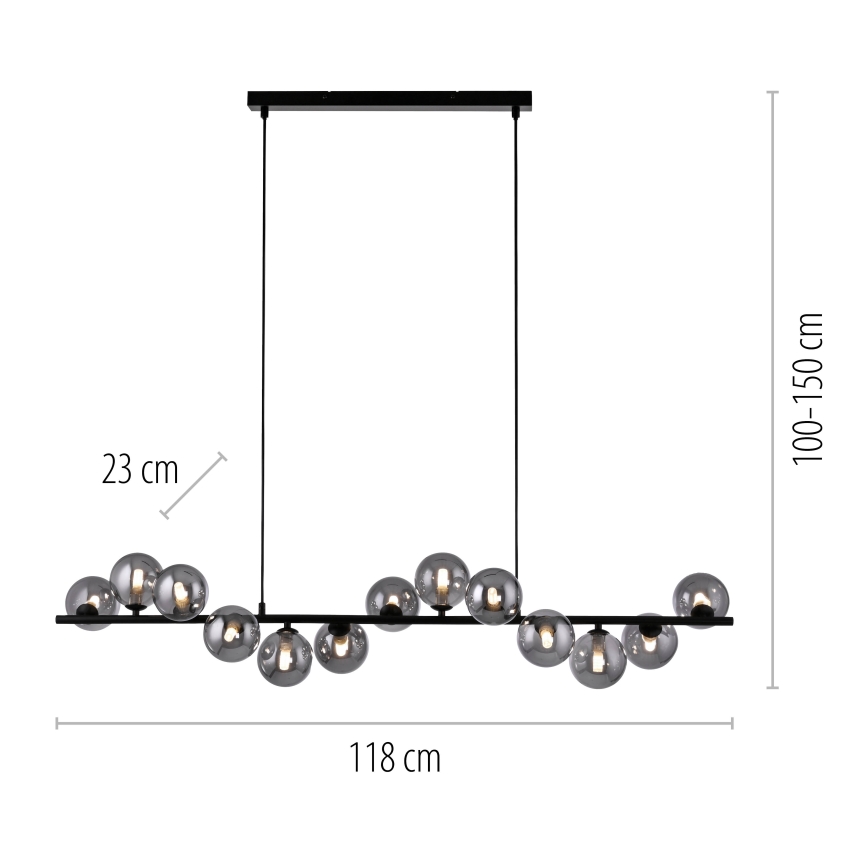 Schöner Wohnen 14504-18 - LED-kroonluchter aan kabel DUBAI 13xG9/3W/230V zwart/rookglas