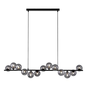Schöner Wohnen 14504-18 - LED-kroonluchter met kabelophanging DUBAI 13xG9/3W/230V 118 m zwart/rookglas