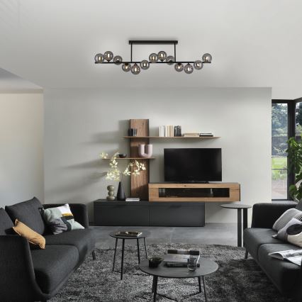 Schöner Wohnen 14505-18 - LED-kroonluchter aan stang DUBAI 13xG9/3W/230V zwart/gerookt glas
