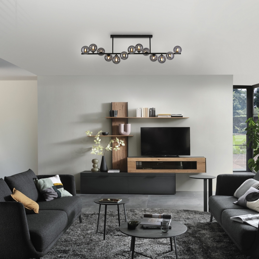 Schöner Wohnen 14505-18 - LED-kroonluchter aan stang DUBAI 13xG9/3W/230V zwart/gerookt glas