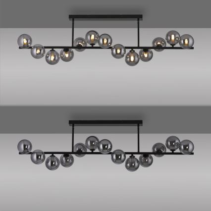 Schöner Wohnen 14505-18 - LED-kroonluchter aan stang DUBAI 13xG9/3W/230V zwart/gerookt glas