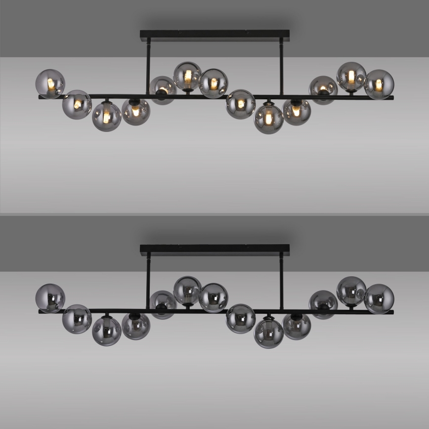Schöner Wohnen 14505-18 - LED-kroonluchter aan stang DUBAI 13xG9/3W/230V zwart/gerookt glas