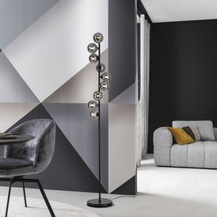 Schöner Wohnen 14506-18 - LED vloerlamp DUBAI 9xG9/3W/230V zwart/gerookt glas