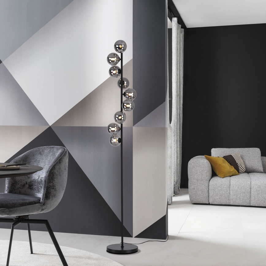 Schöner Wohnen 14506-18 - LED vloerlamp DUBAI 9xG9/3W/230V zwart/gerookt glas