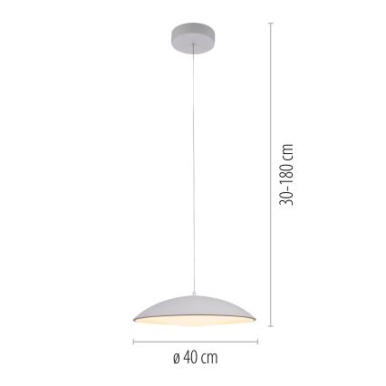 Schöner Wohnen 14606-16 - Lustre LED dimmable sur câble LENTE LED/17W/230V Ø 40 cm blanc