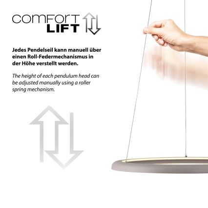 Schöner Wohnen 15570-39 - Dimbare LED-hanglamp aan kabel QUILLO LED/36W/230V, diameter 60 cm, grijs