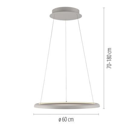 Schöner Wohnen 15570-39 - Suspension LED dimmable sur câble QUILLO LED/36W/230V Ø 60 cm gris