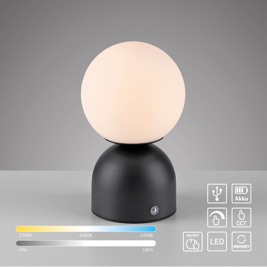 Schöner Wohnen 19218-18 - LED dimbare touch-oplaadbare tafellamp RUDI LED/1,2W/5V 3000-6000K 1200 mAh zwart