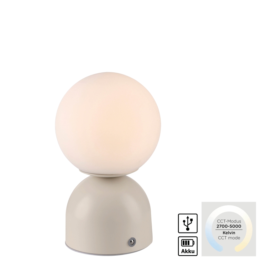 Schöner Wohnen 19218-39 - LED-dimbare tafellamp met aanraakbediening en oplaadbare accu RUDI LED/1,2W/5V 3000-6000K 1200 mAh grijs