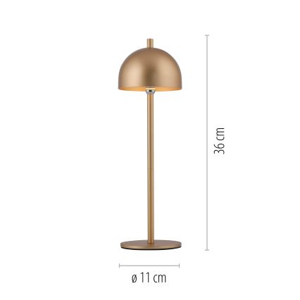Schöner Wohnen 19244-12 - LED Dimbare aanraakgevoelige oplaadbare buitentafellamp BELLIS LED/2,5W/5V 2600 mAh IP54 goud
