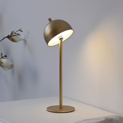 Schöner Wohnen 19244-12 - Lampe de table d'extérieur LED tactile et rechargeable BELLIS, à intensité réglable, LED/2,5W/5V 2600 mAh IP54, dorée