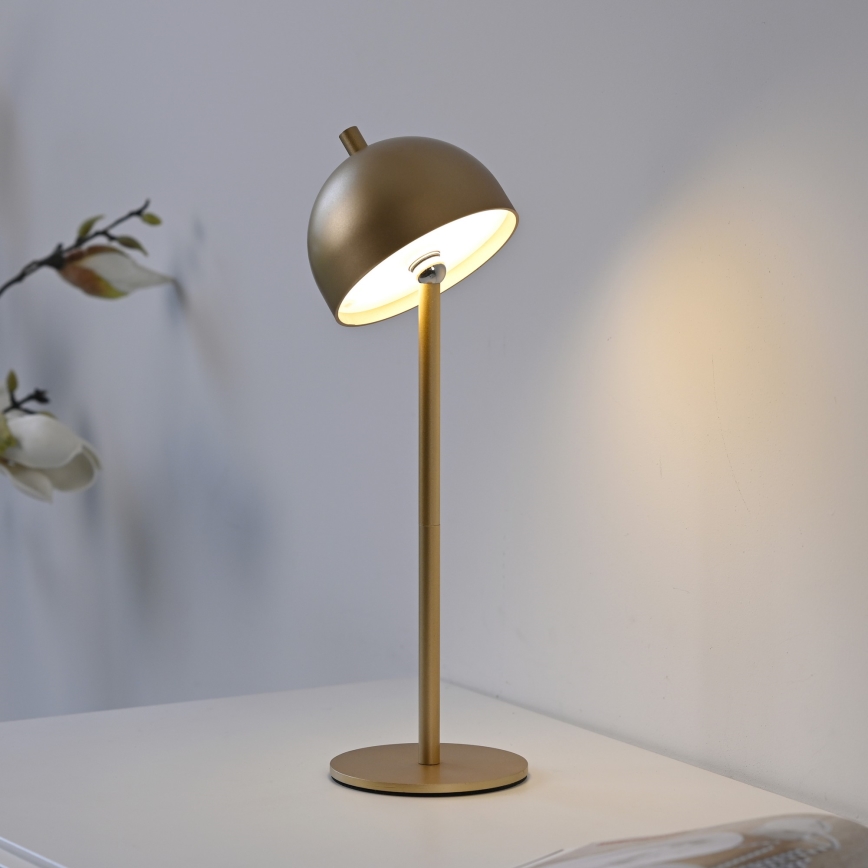 Schöner Wohnen 19244-12 - Lampe de table d'extérieur LED tactile et rechargeable BELLIS, à intensité réglable, LED/2,5W/5V 2600 mAh IP54, dorée