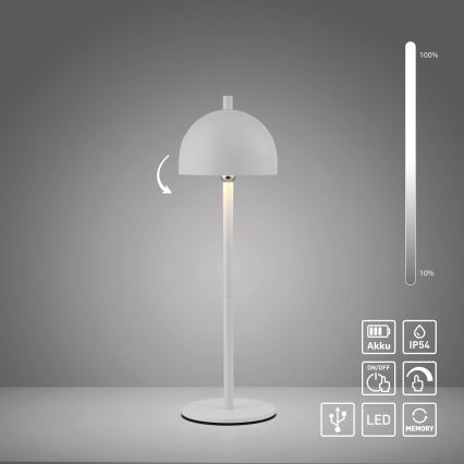 Schöner Wohnen 19244-16 - LED-dimbare, aanraakgestuurde oplaadbare buitentafellamp BELLIS LED/2,5W/5V 2600 mAh IP54 wit