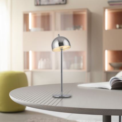 Schöner Wohnen 19244-17 - BELLIS dimbare oplaadbare buiten-tafellamp met touchbediening, LED 2,5W/5V, 2600 mAh, IP54, glanzend chroom