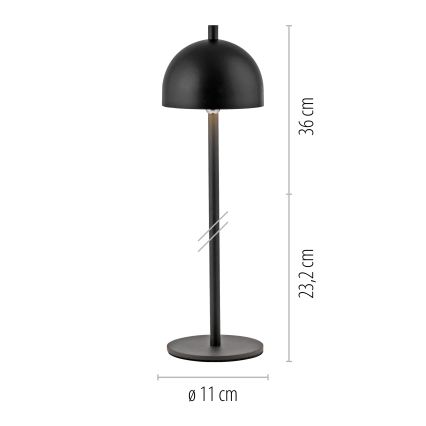 Schöner Wohnen 19244-18 - Dimbare oplaadbare buitentafellamp met aanraakbediening BELLIS LED/2,5W/5V 2600 mAh IP54 zwart