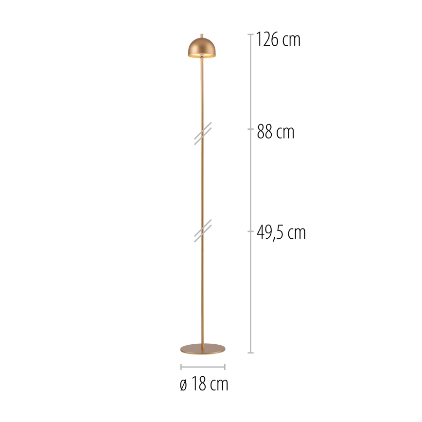 Schöner Wohnen 19245-12 - LED-dimbare, aanraakgevoelige, oplaadbare staande buitenlamp BELLIS, LED 2,5 W / 5 V, 2600 mAh, IP54, goudkleurig