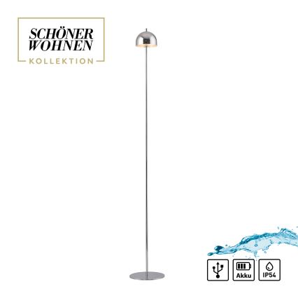 Schöner Wohnen 19245-17 - LED-dimbare aanraak-oplaadbare staande buitenlamp BELLIS LED/2,5W/5V 2600 mAh IP54 glanzend chroom
