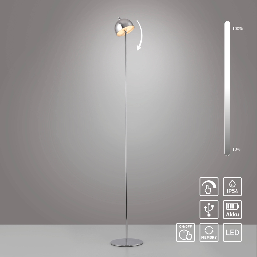 Schöner Wohnen 19245-17 - Lampadaire d'extérieur rechargeable à commande tactile et à intensité réglable BELLIS LED/2,5W/5V 2600 mAh IP54, finition chrome brillant