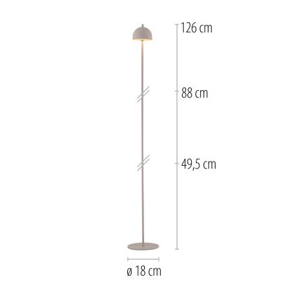 Schöner Wohnen 19245-39 - BELLIS LED aanraak- en dimbare oplaadbare buitenvloerlamp LED/2,5W/5V 2600 mAh IP54 grijs