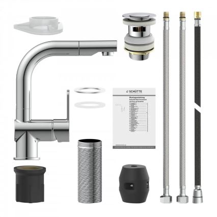 Schütte 79710 - Keukenkraan met uittrekbare sproeikop LONDON glanzend chroom