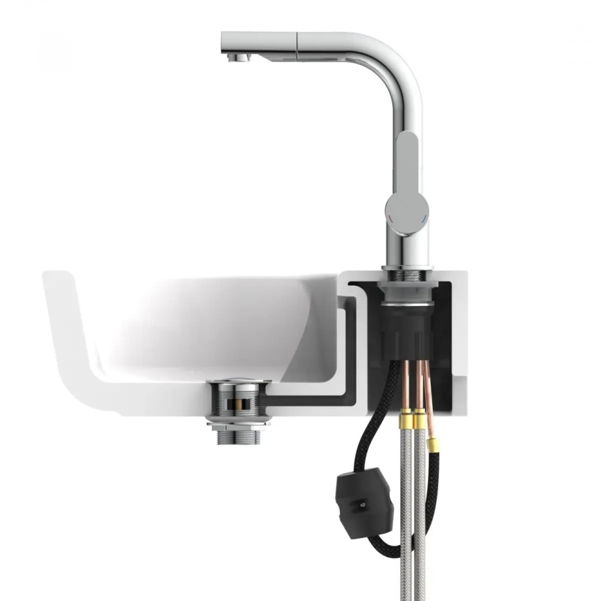 Schütte 79710 - Mitigeur d'évier LONDON à douchette extractible, finition chrome brillant