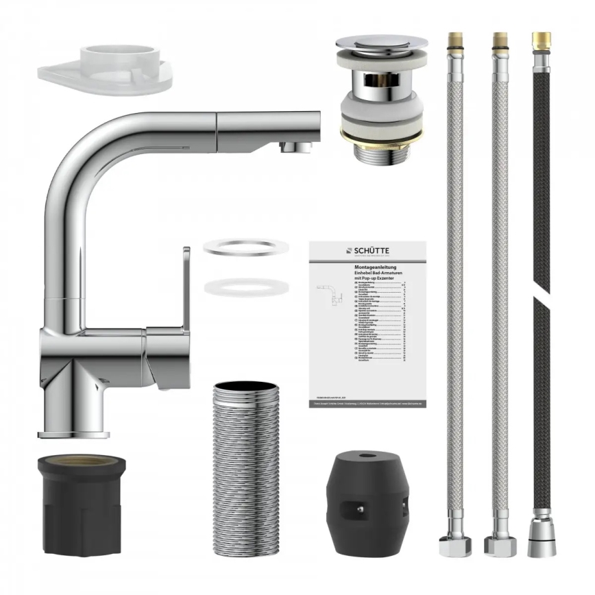 Schütte 79710 - Mitigeur d'évier LONDON à douchette extractible, finition chrome brillant