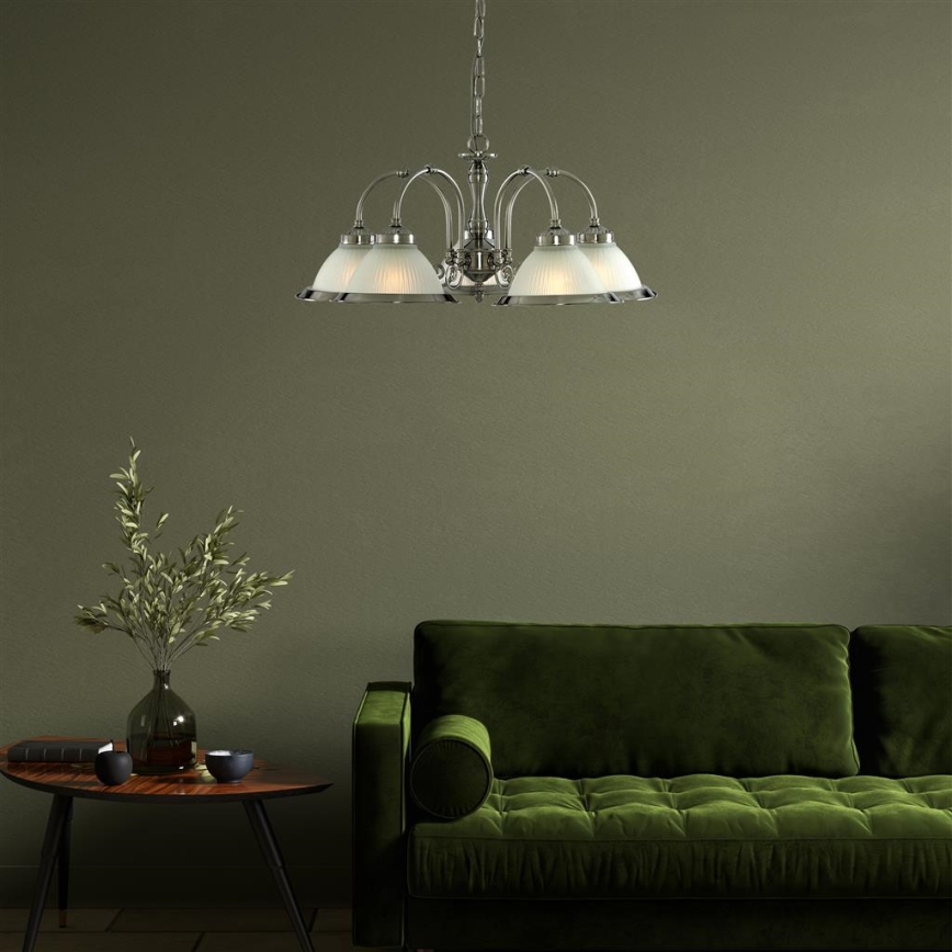 Searchlight - Hanglamp aan een ketting AMERICAN DINER 5xE14/60W/230V glanzend chroom