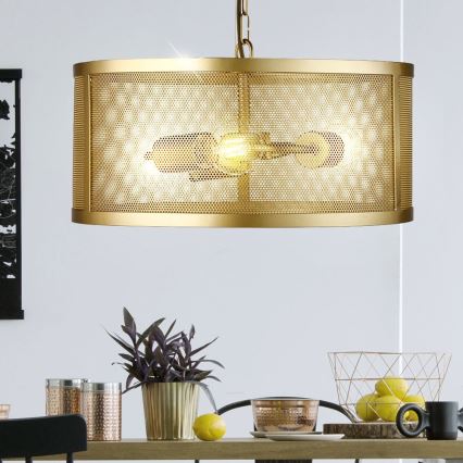 Searchlight - Hanglamp aan ketting FISHNET 3xE27/60W/230V gouden